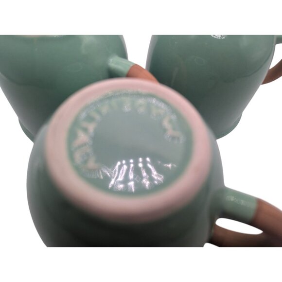 FUO31 by Furio Set Of 3 Handmade Ceramic Teal Mugs With Terracotta Handles - Picture 13 of 14